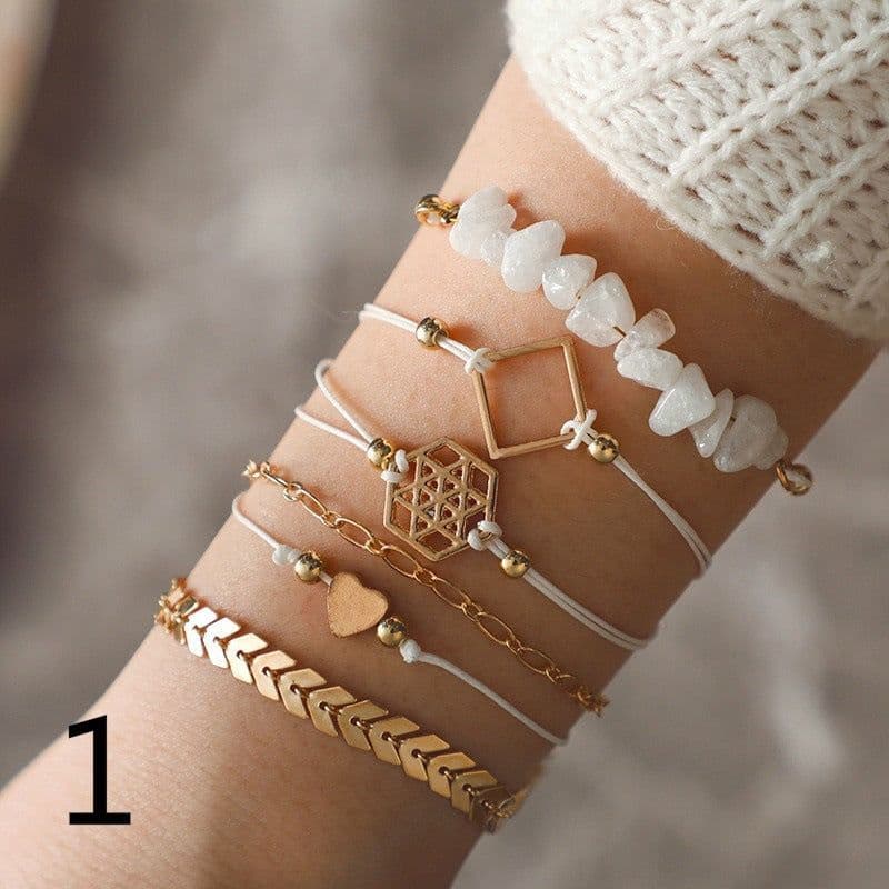 image-European and American set bracelet wish cross-border geometric jewelry woven bracelet natural stone bracelet wholesale