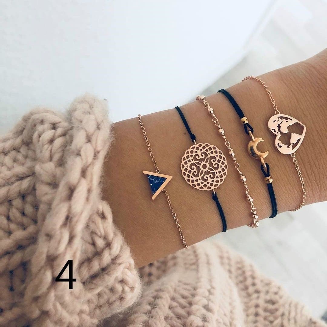 image-European and American set bracelet wish cross-border geometric jewelry woven bracelet natural stone bracelet wholesale