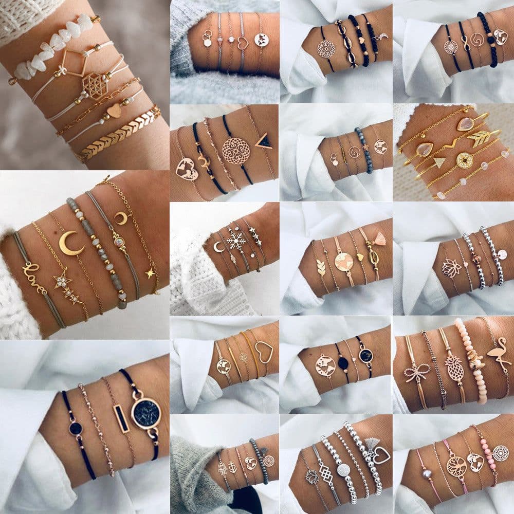 image-European and American set bracelet wish cross-border geometric jewelry woven bracelet natural stone bracelet wholesale