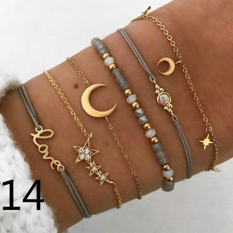 image-European and American set bracelet wish cross-border geometric jewelry woven bracelet natural stone bracelet wholesale