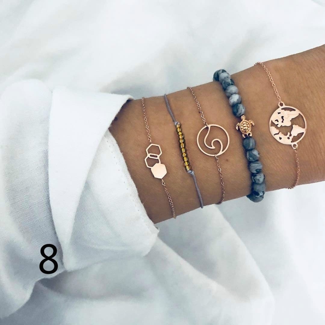image-European and American set bracelet wish cross-border geometric jewelry woven bracelet natural stone bracelet wholesale