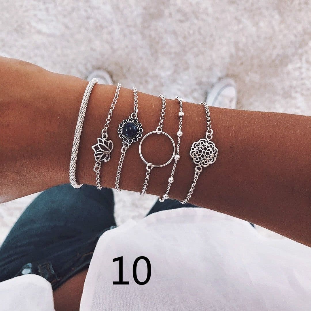 image-European and American set bracelet wish cross-border geometric jewelry woven bracelet natural stone bracelet wholesale