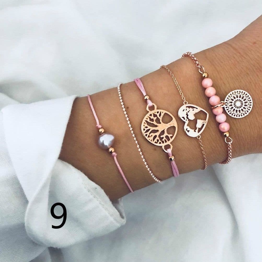 image-European and American set bracelet wish cross-border geometric jewelry woven bracelet natural stone bracelet wholesale