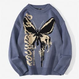 image-AliExpress foreign trade 2021 autumn and winter models European and American style women's headgear butterfly pattern jacquard sweater warm sweater