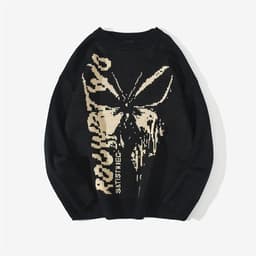 image-AliExpress foreign trade 2021 autumn and winter models European and American style women's headgear butterfly pattern jacquard sweater warm sweater
