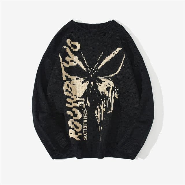 image-AliExpress foreign trade 2021 autumn and winter models European and American style women's headgear butterfly pattern jacquard sweater warm sweater