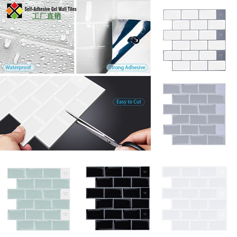 image-New foreign trade mosaic self-adhesive wallpaper, household kitchen waterproof and moisture-proof 3D stickers, bathroom epoxy wall stickers