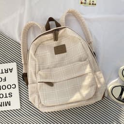 image-Mori simple lattice school bag female students Korean version of junior high school high school large-capacity backpack wild college student backpack
