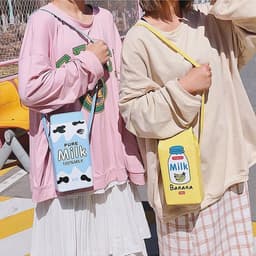 image-2020 summer new printed fruit pu small shoulder bag girl cute cute cartoon strawberry banana milk shoulder bag