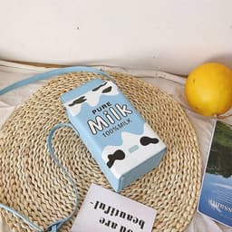 image-2020 summer new printed fruit pu small shoulder bag girl cute cute cartoon strawberry banana milk shoulder bag