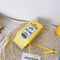 image-2020 summer new printed fruit pu small shoulder bag girl cute cute cartoon strawberry banana milk shoulder bag