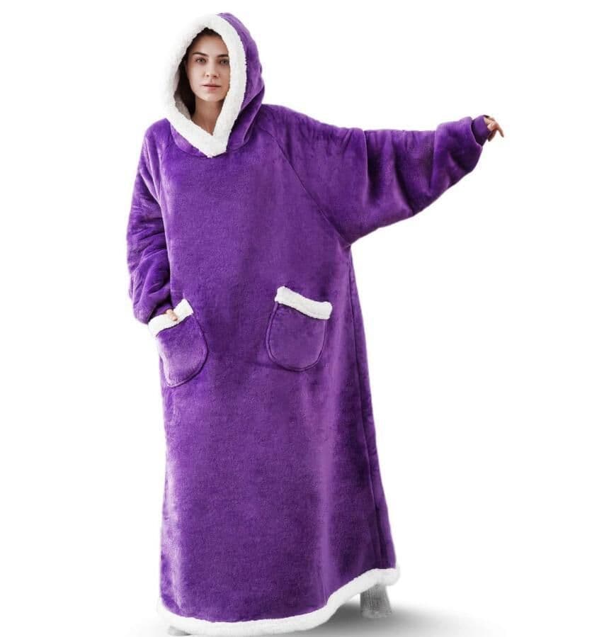 image-Christmas Hoodie Winter 2021 Warm Long Lazy Wear Big Red Elk Print Blanket