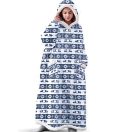 image-Christmas Hoodie Winter 2021 Warm Long Lazy Wear Big Red Elk Print Blanket