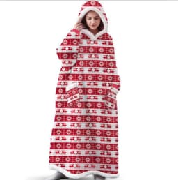 image-Christmas Hoodie Winter 2021 Warm Long Lazy Wear Big Red Elk Print Blanket