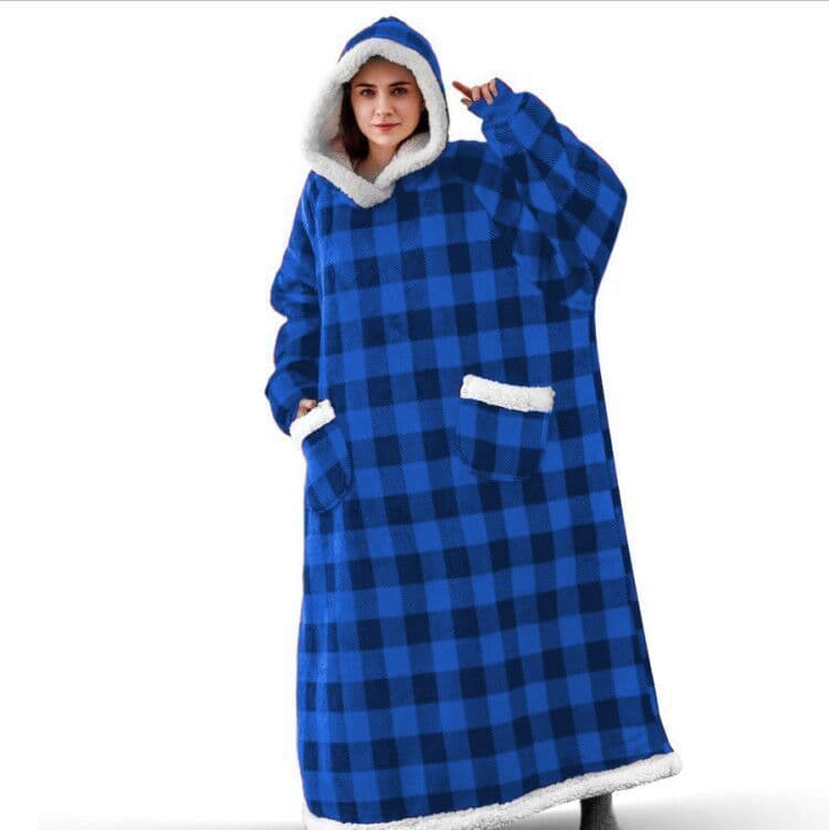 image-Christmas Hoodie Winter 2021 Warm Long Lazy Wear Big Red Elk Print Blanket