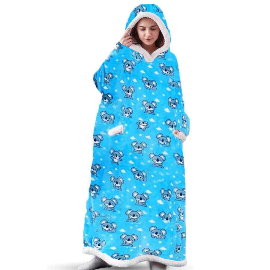 image-Christmas Hoodie Winter 2021 Warm Long Lazy Wear Big Red Elk Print Blanket
