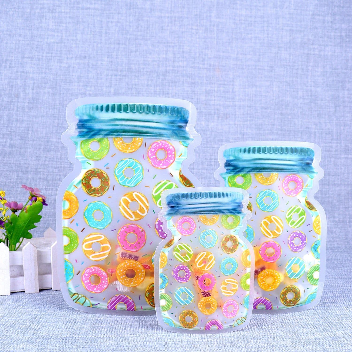 image-10pcs Mason Bottle Ziplock Bag Portable Sealed Food Storage Bag Transparent Snack Moisture-proof Preservation Bag