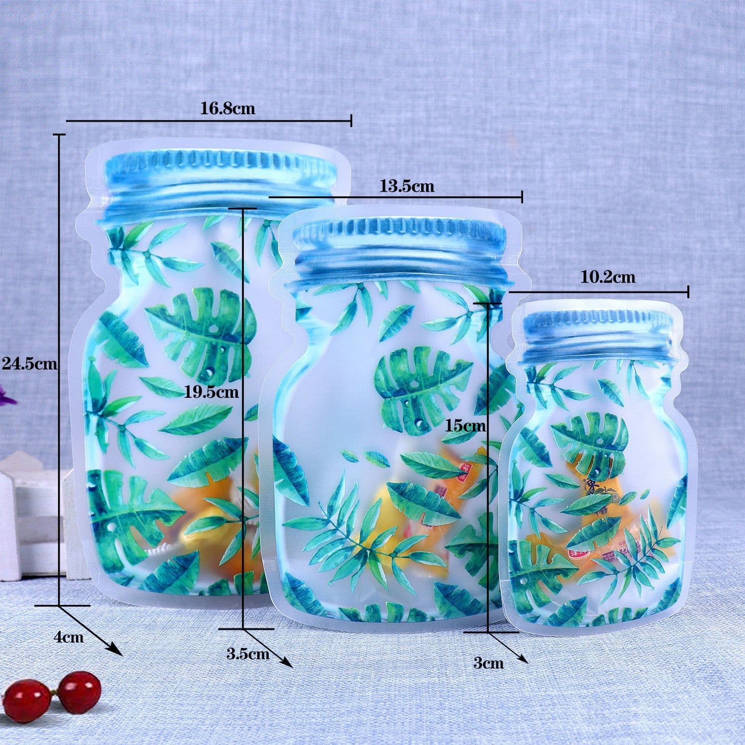 image-10pcs Mason Bottle Ziplock Bag Portable Sealed Food Storage Bag Transparent Snack Moisture-proof Preservation Bag
