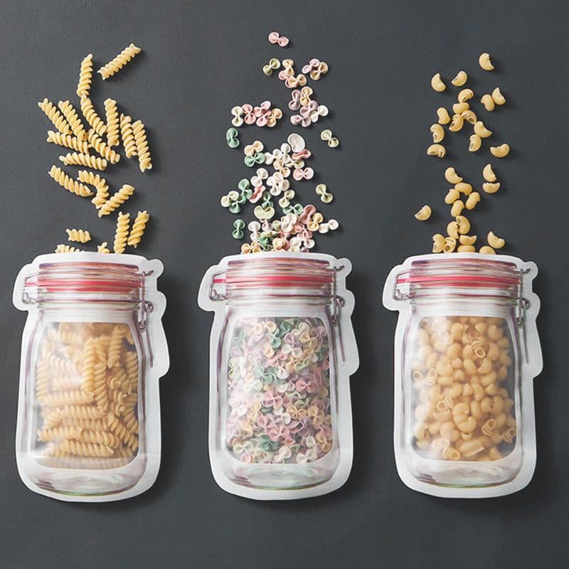 image-10pcs Mason Bottle Ziplock Bag Portable Sealed Food Storage Bag Transparent Snack Moisture-proof Preservation Bag