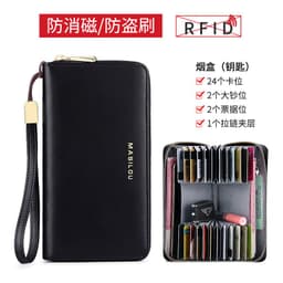 image-Factory direct supply leather ladies wallets anti-theft swipe multi-card zip card holder long large-capacity multi-function wallet