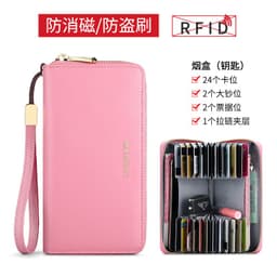image-Factory direct supply leather ladies wallets anti-theft swipe multi-card zip card holder long large-capacity multi-function wallet
