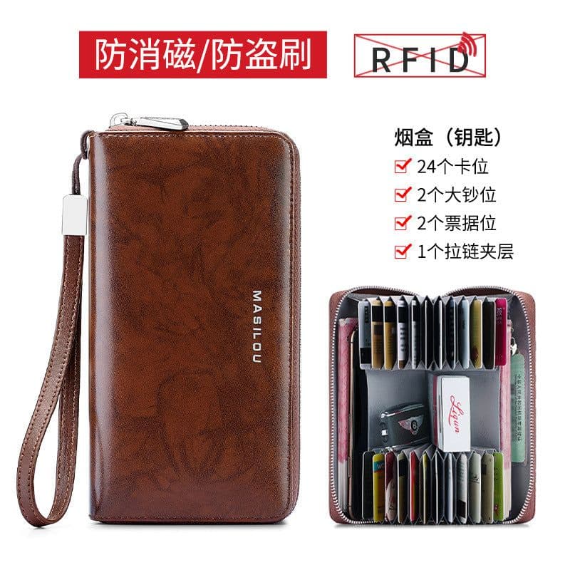 image-Factory direct supply leather ladies wallets anti-theft swipe multi-card zip card holder long large-capacity multi-function wallet
