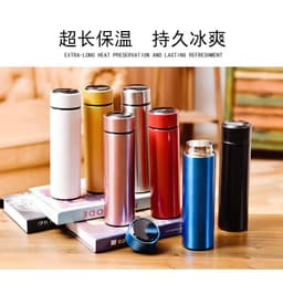image-304 double-layer straight cup, intelligent temperature measuring thermos cup, temperature display straight cup, stainless steel water cup, business gifts