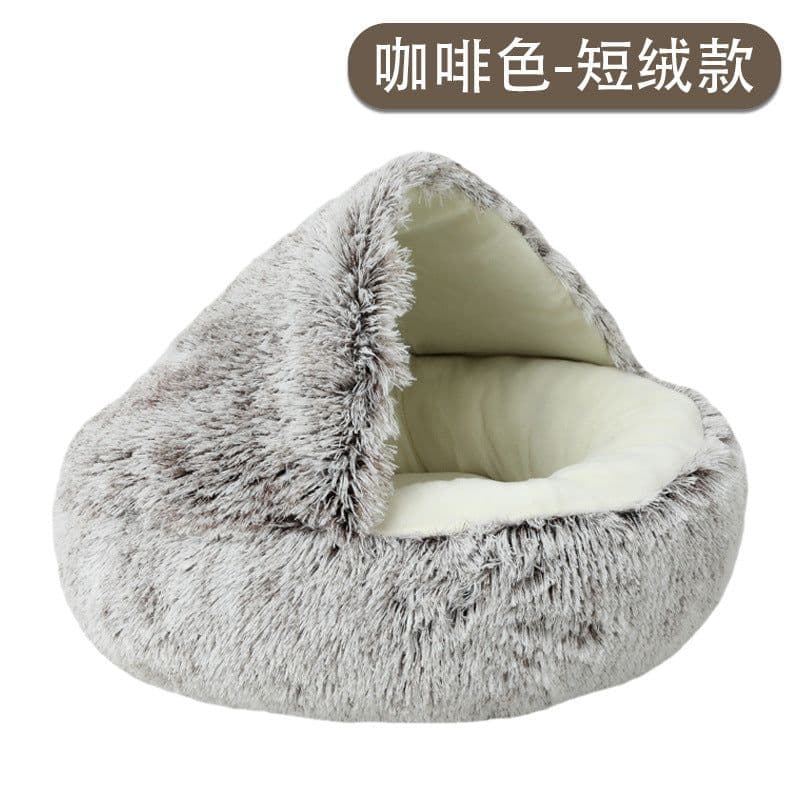image-Winter warm shell cat litter pet cat bed deep sleep semi-enclosed kennel dog bed cat supplies wholesale