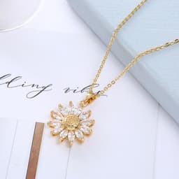 image-Foreign trade tail goods niche copper jewelry zircon daisy earrings necklace ring set decoration bridal jewelry three-piece set