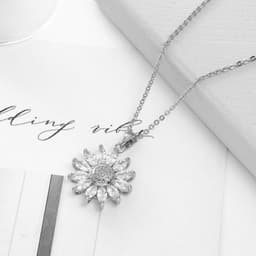image-Foreign trade tail goods niche copper jewelry zircon daisy earrings necklace ring set decoration bridal jewelry three-piece set