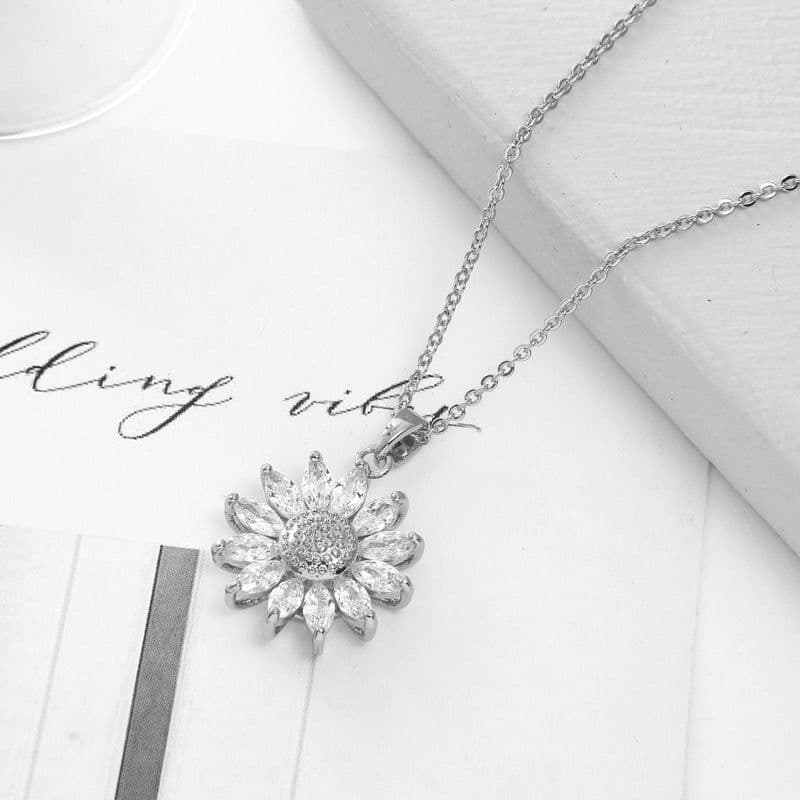 image-Foreign trade tail goods niche copper jewelry zircon daisy earrings necklace ring set decoration bridal jewelry three-piece set
