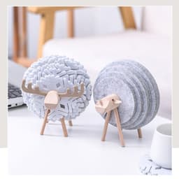 image-Manufacturers supply felt cartoon elk water-absorbing insulation pad, coaster set, felt tea coaster, placemat wholesale