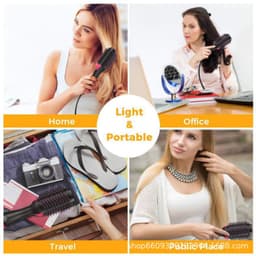 image-Cross-border two-in-one straight hair curler wet and dry negative ion hair dryer straight hair comb hot air comb hair dryer
