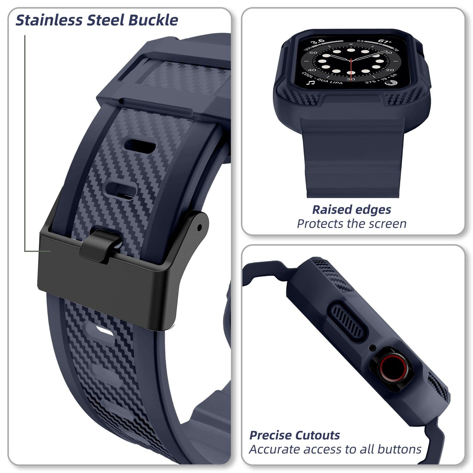 image-Suitable for Apple Watch Strap Frosted One Strap TPU Apple Strap iWatch1-6 Generation Square Buckle Wristband