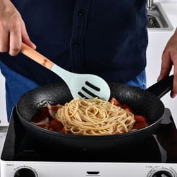 image-Cross-border stock storage barreled 11-piece silicone kitchenware set with wooden handle 11-piece seven-color silicone kitchenware set