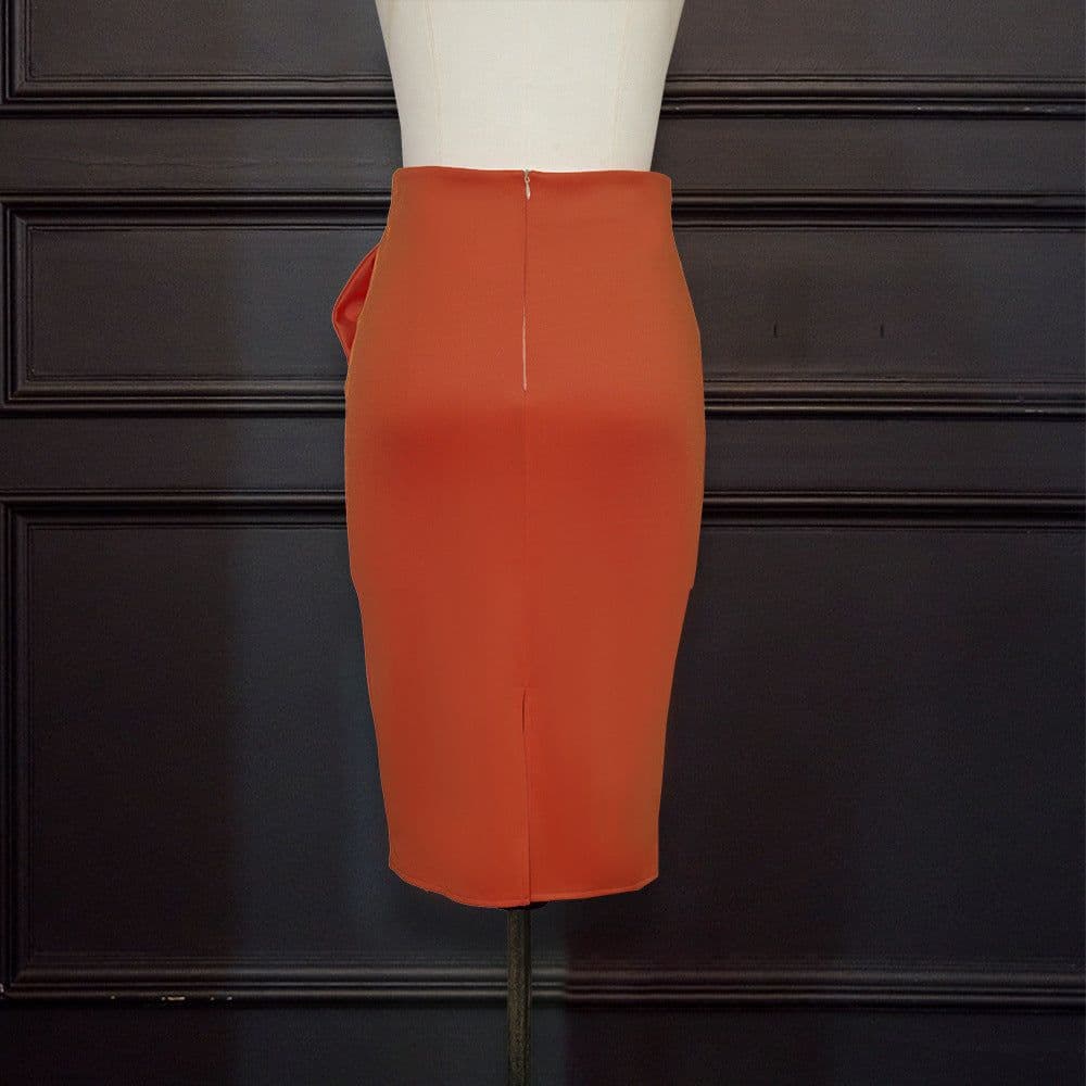 image-High waist bag hip skirt slim slimming split bow decoration casual all-match women's skirt skirt