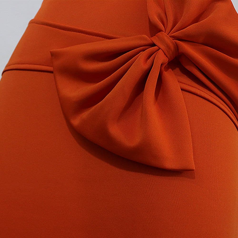 image-High waist bag hip skirt slim slimming split bow decoration casual all-match women's skirt skirt