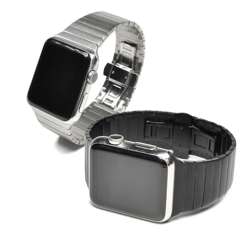 image-Suitable for apple watch7 6 stainless steel metal strap Apple watch butterfly buckle chain iWatch bracelet