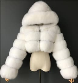 image-Factory wholesale foreign trade wish European and American short solid color plush hooded coat faux fur autumn and winter warm jacket