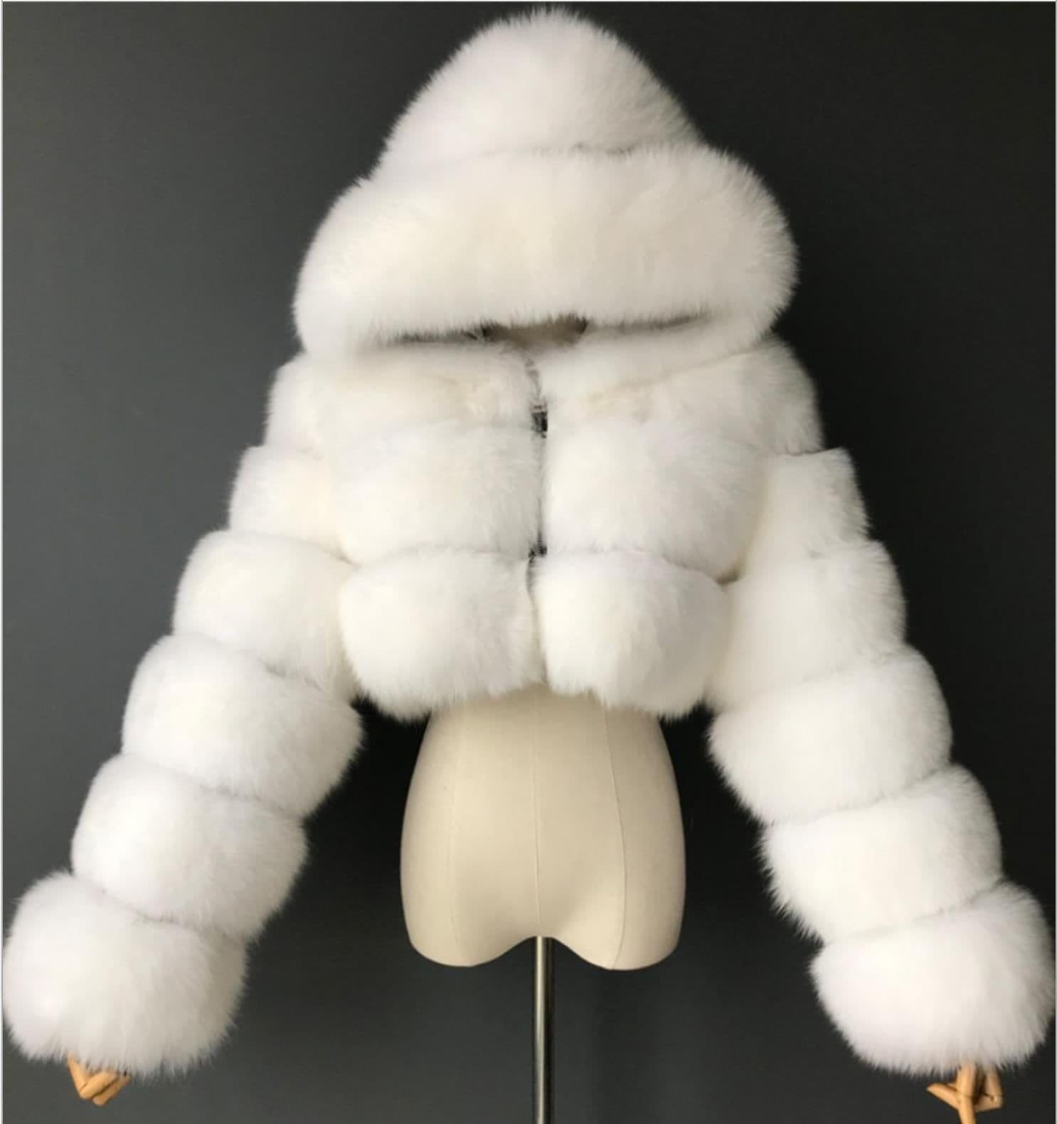 image-Factory wholesale foreign trade wish European and American short solid color plush hooded coat faux fur autumn and winter warm jacket