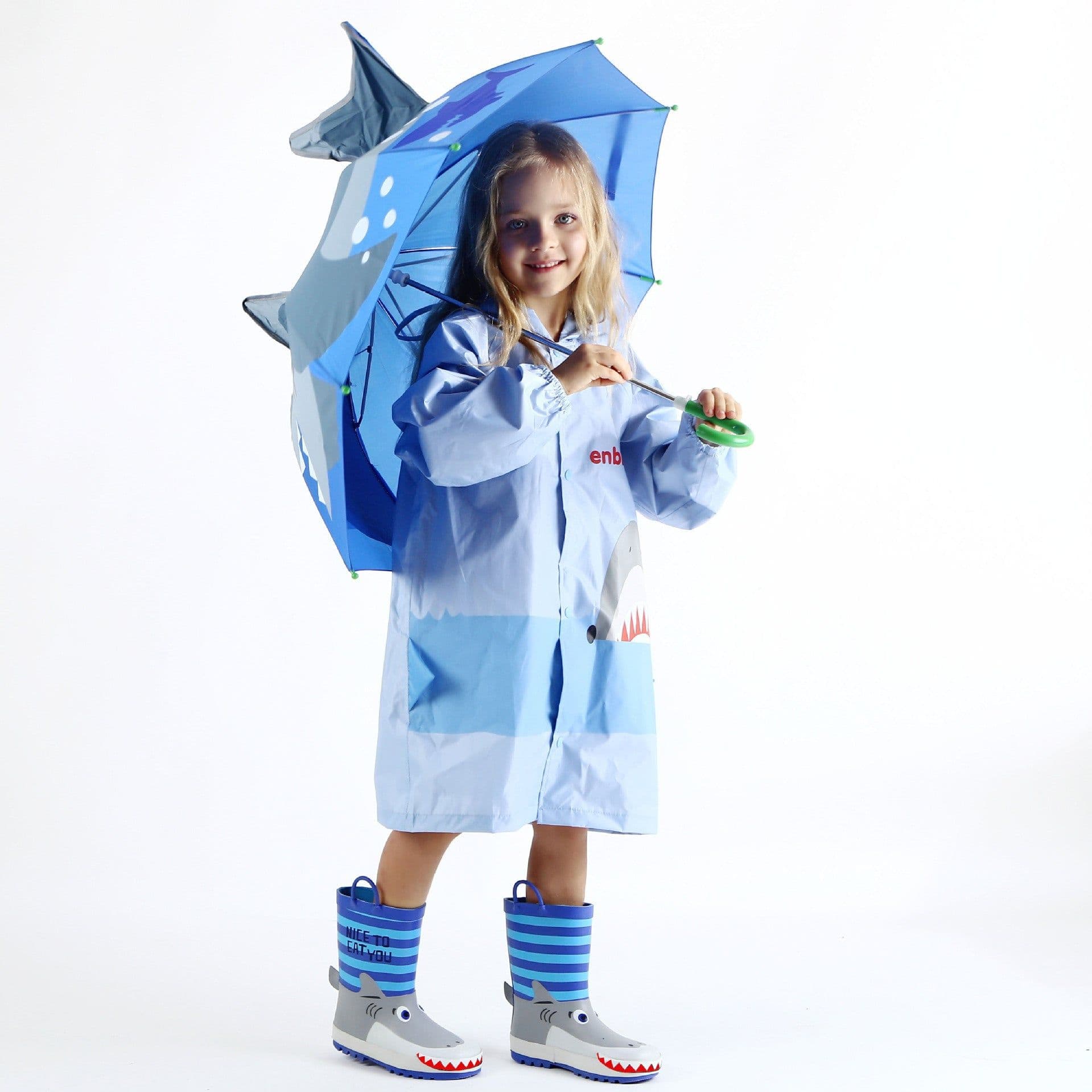 image-Cross-border shark shape 3D three-dimensional children's boots water shoes mid-tube rain boots rubber enbihouse children's rain boots