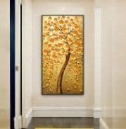 image-Home bedroom painting modern three little birds standing on the golden red flower branch decorative painting can be customized