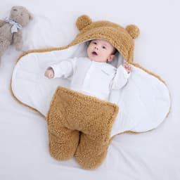 image-Cross-border maternal and child products newborn lamb cashmere swaddling autumn and winter thickening split leg quilt baby quilted sleeping bag wrapper