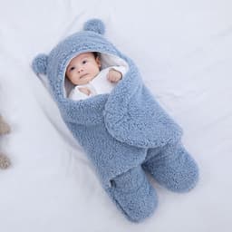 image-Cross-border maternal and child products newborn lamb cashmere swaddling autumn and winter thickening split leg quilt baby quilted sleeping bag wrapper