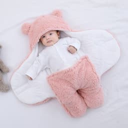 image-Cross-border maternal and child products newborn lamb cashmere swaddling autumn and winter thickening split leg quilt baby quilted sleeping bag wrapper