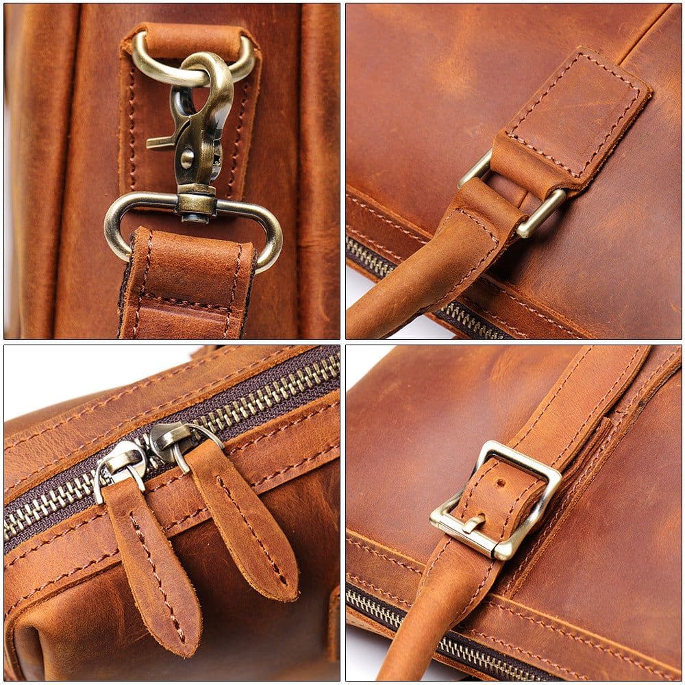 image-Foreign trade cross-border hot style male crazy horse leather handbag leather large-capacity computer bag cowhide shoulder diagonal briefcase