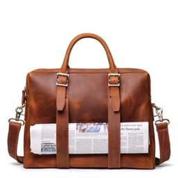 image-Foreign trade cross-border hot style male crazy horse leather handbag leather large-capacity computer bag cowhide shoulder diagonal briefcase