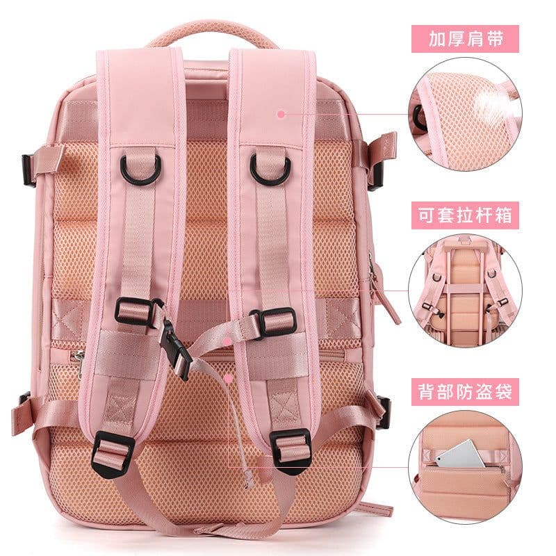 image-Schoolbag girls backpack female college students junior high school student backpack large capacity Korean version of simple pink customization