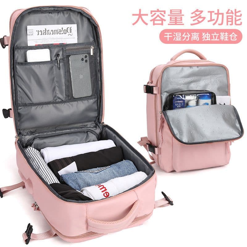 image-Schoolbag girls backpack female college students junior high school student backpack large capacity Korean version of simple pink customization
