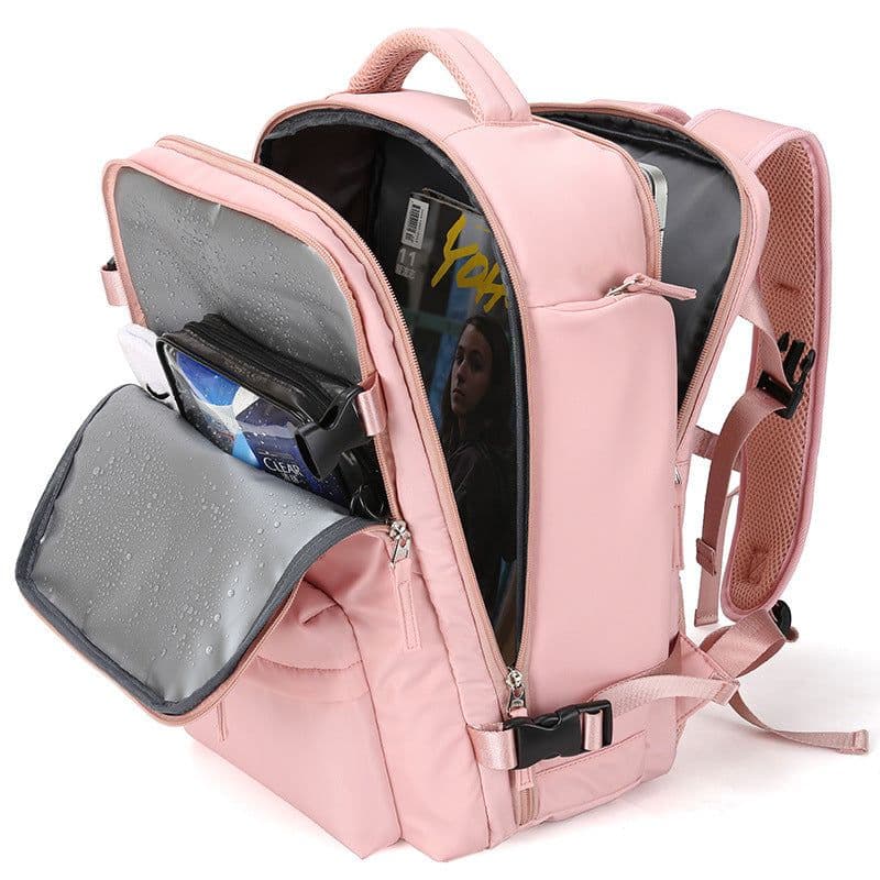 image-Schoolbag girls backpack female college students junior high school student backpack large capacity Korean version of simple pink customization